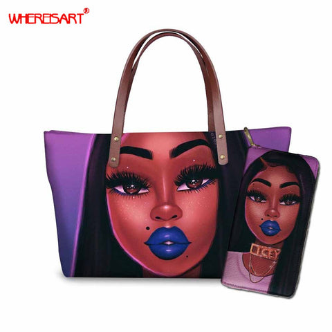 Afrocentric Art Handbag and Wallet Set