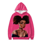 Art Black African American Magic Girl Pullovers Long Sleeve Loose Hoodies Hoody for Women Cute Afro Lady Hooded Sweatshirt Plus