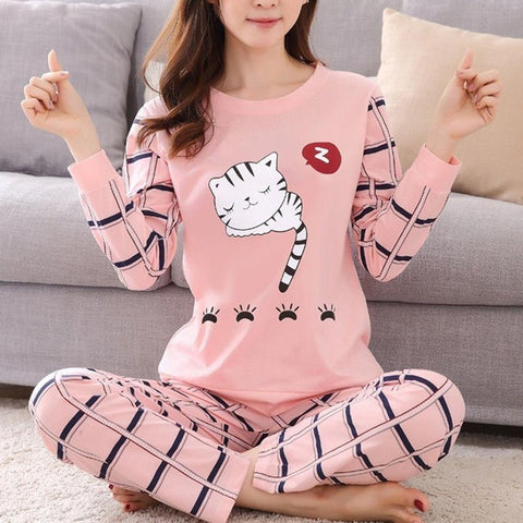 Cat Print Pajama Set
