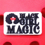 Freeshipping 1pcs Black Elements Shoe Charms Black Girl Magic Queen Shoes Accessories Decoration Fit Croc Jibz Kids Gifts U243