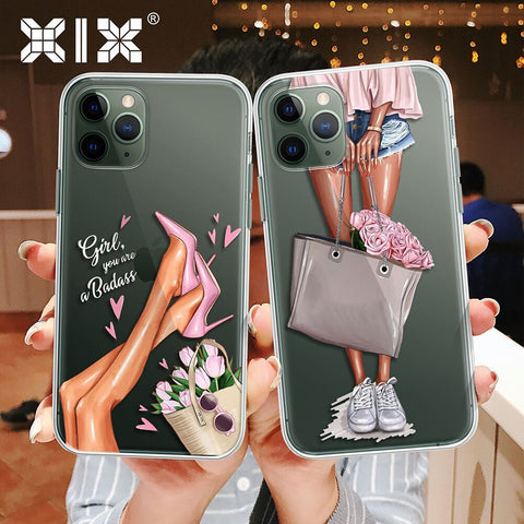 Fashion Girls Cover for iPhone 11 Pro Max Case X XS Max 5S SE 6 6S 7 8 Plus Soft Black Silicone Fundas Coque for iPhone XR Case