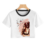 Summer Fashion Harajuku Sexy Tank Crop Top White T Shirt Clothes Women Cute Black Girl Magic Printed Croptop Gothic Short Sleeve