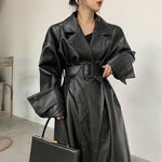 Long Genuine Leather Trench Coat