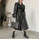 Long Genuine Leather Trench Coat