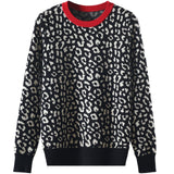Cute Crewneck Cheetah Print Sweater