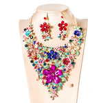 Chunky Bling Floral Necklace Set