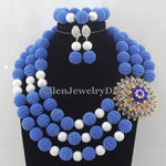 Handmade Statement Necklace Chunky necklace Wedding Jewelry Sets Nigerian Beaded Wedding Bridal Necklace Jewelry Set W12503