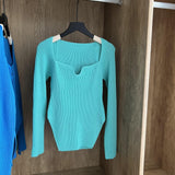 Square Collar Long Sleeve Sweater